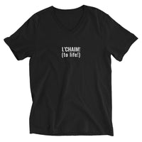L'Chaim Black - Unisex V-Neck T-Shirt