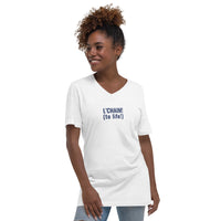 L'Chaim White - Unisex V-Neck T-Shirt